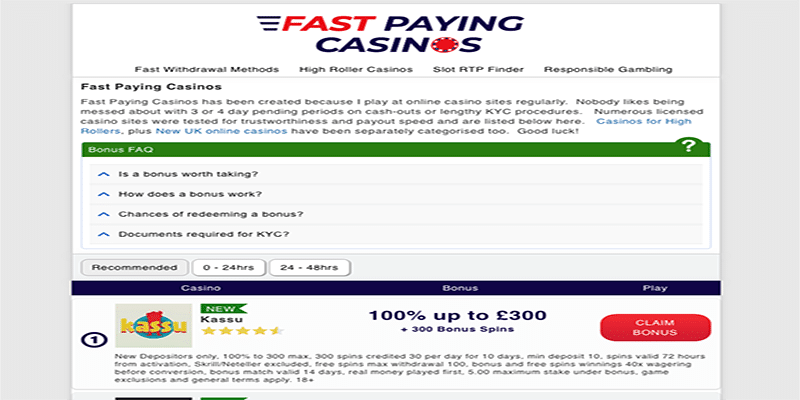 Fast Paying Casinos